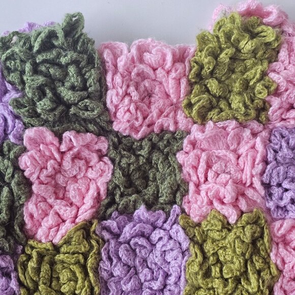 Handmade Beige Open-Front Knit Cardigan Upcycled With Floral Crochet Accents - Picture 10 of 14